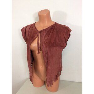 Ambra Suede Fringed Top Boho Festival Western Womens Small